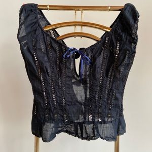 Free People | Black Ribbon Top